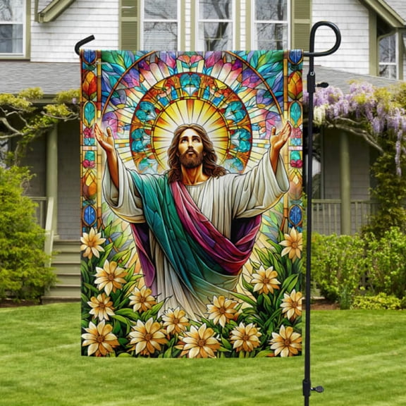 House Flag He Is Risen Jesus Resurrection Egg, 28x40 POLE NOT INCLUDED