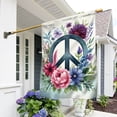 thumbnail image 1 of House Flag Hippie Peace Love Happiness Floral Peace Sign, 70s Retro, 28x40 POLE NOT INCLUDED, 1 of 5