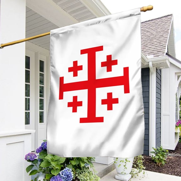 House Flag Jerusalem Catholic Cross Crusader, Religious History, 28x40 POLE NOT INCLUDED