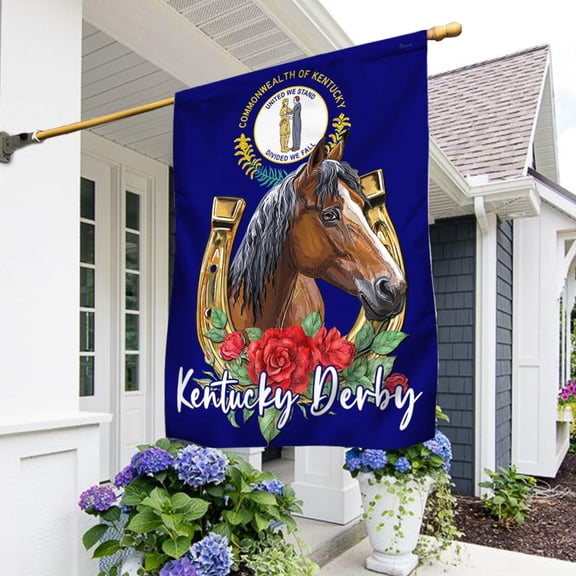 House Flag Kentucky Derby Horse, Equestrian Racing, 28x40 POLE NOT INCLUDED