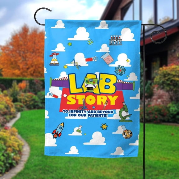 House Flag Lab Week Medical Tech Clinic Story Scientist Group Porch Accessory V6, 28x40 POLE NOT INCLUDED