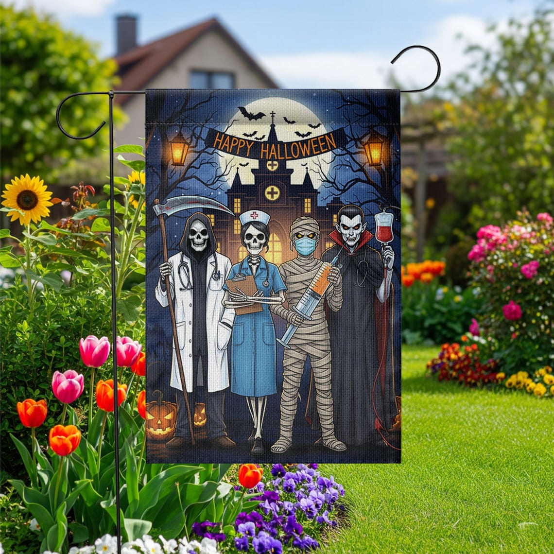 House Flag Medical Flag Doctor Nurse Mummy Spooky Outdoor Decoration House Flag Medical Flag Doctor Nurse Mummy Spooky Outdoor Decoration