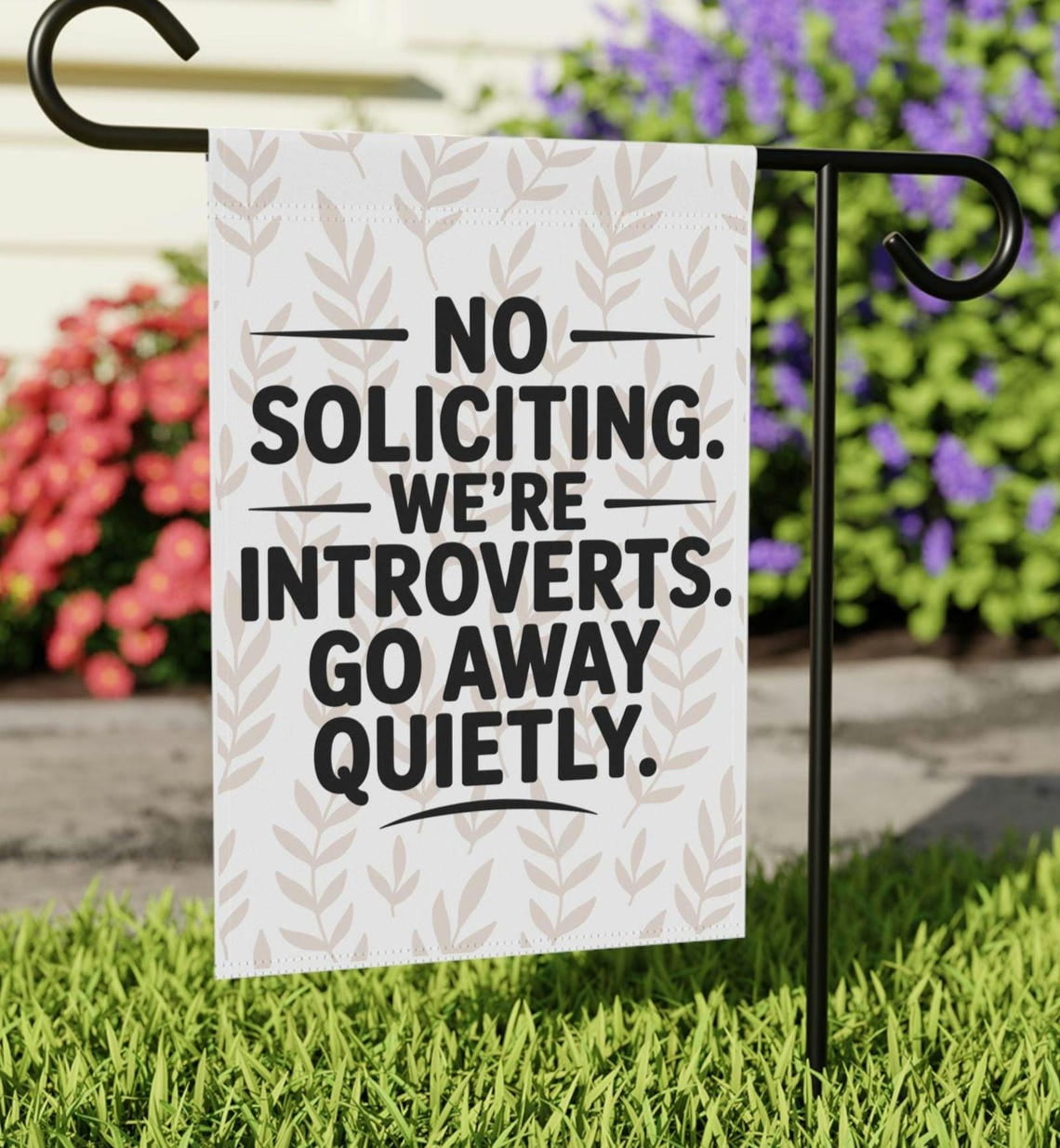 House Flag No Soliciting Flag Introvert Privacy Outdoor Decoration, 28x40 POLE NOT INCLUDED