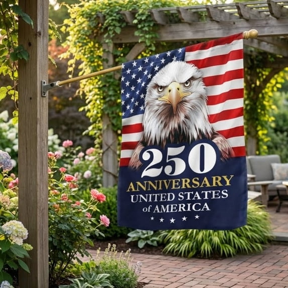 House Flag On American 250 Anniversary 1776 2026 United States Of America Patriotic Eagle, 28x40 POLE NOT INCLUDED