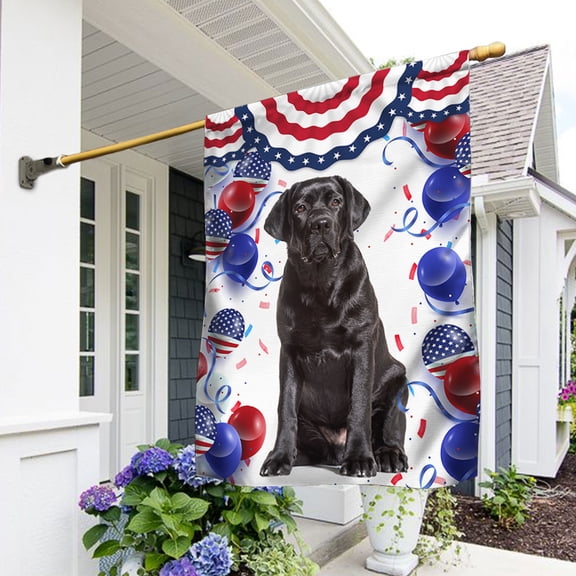 House Flag Patriotic Black Labrador Retriever Dog 4th Of July Independence Day, Holiday, 28x40 POLE NOT INCLUDED