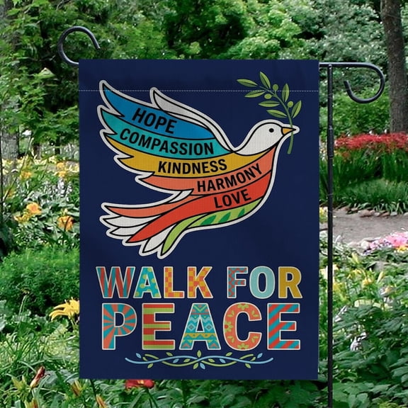 House Flag Poly Walk for Peace Dove Olive Branch Value Ribbons V39, 28x40 POLE NOT INCLUDED