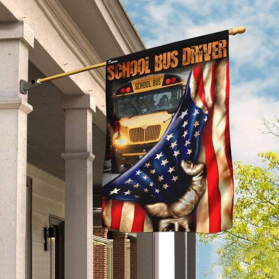 House Flag School Bus Driver, Education Support, 28x40 POLE NOT INCLUDED