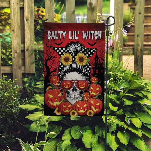 House Flag Skeleton Flag Seasonal Gothic Outdoor Decoration, 28x40 POLE NOT INCLUDED