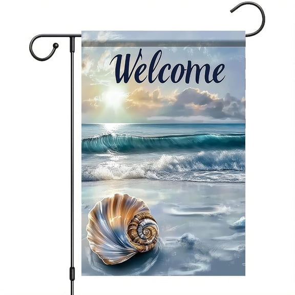 House Flag Spring Summer Coastal Beach Ocean Wave Flag Outdoor Nautical Tropical Decoration, 28x40 POLE NOT INCLUDED