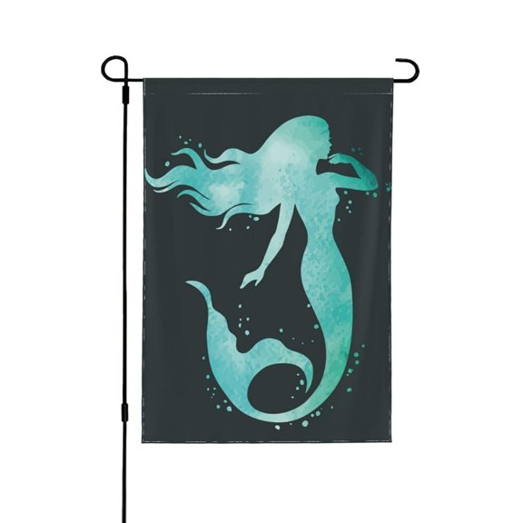 House Flag Summer Sea Fish Flag Green Mermaid Underwater Seasonal Outdoor Decor, 28x40 POLE NOT INCLUDED