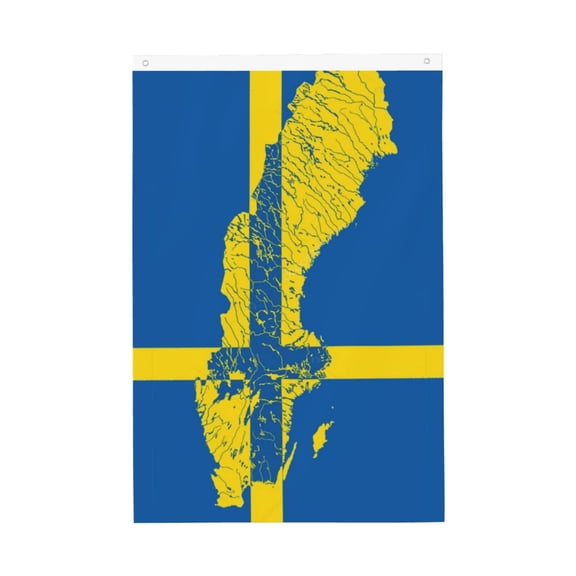 House Flag Sweden Map Flag Garden Flag Decorative House Yard Double Sided Flag For Decoration (2x3ft)