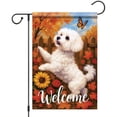 thumbnail image 1 of House Flag Thanksgiving Fall Flag Maltese Dog Flag Double-Sided Sunflower Leaf Banner Autumn Outdoor Decor for Porch Lawn Pathway Dog Lover Gift, 28x40 POLE NOT INCLUDED, 1 of 5