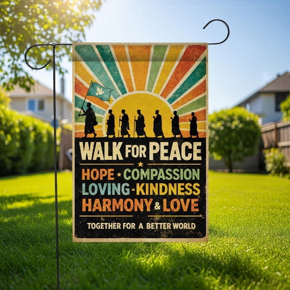 House Flag Walk For Peace Hope Compassion Loving Kindness Harmony V119, 28x40 POLE NOT INCLUDED