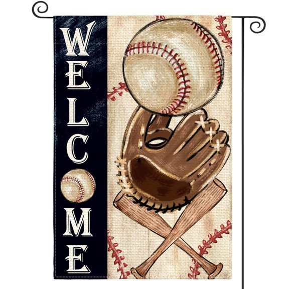 House Flag Welcome Baseball Bat Ball League Flag Outdoor Seasonal Decoration, 28x40 POLE NOT INCLUDED