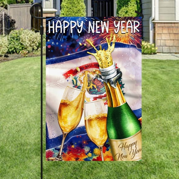 House Flag West Virginia Happy New Year, Mountain State Holiday, 28x40 POLE NOT INCLUDED