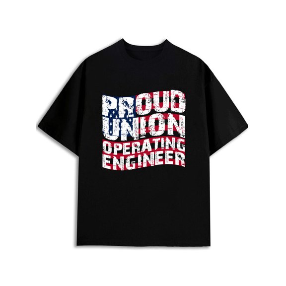 Greenink Proud Union Operating Engineer Tee Men's graphic t shirts black summer limited edition Soft and comfortable Fashion Unisex Shirt Graphic Tee tshirts
