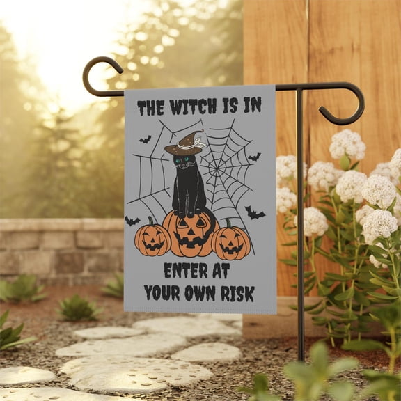 House Flag Witch Flag Black Cat Seasonal Porch Outdoor Decoration, 28x40 POLE NOT INCLUDED