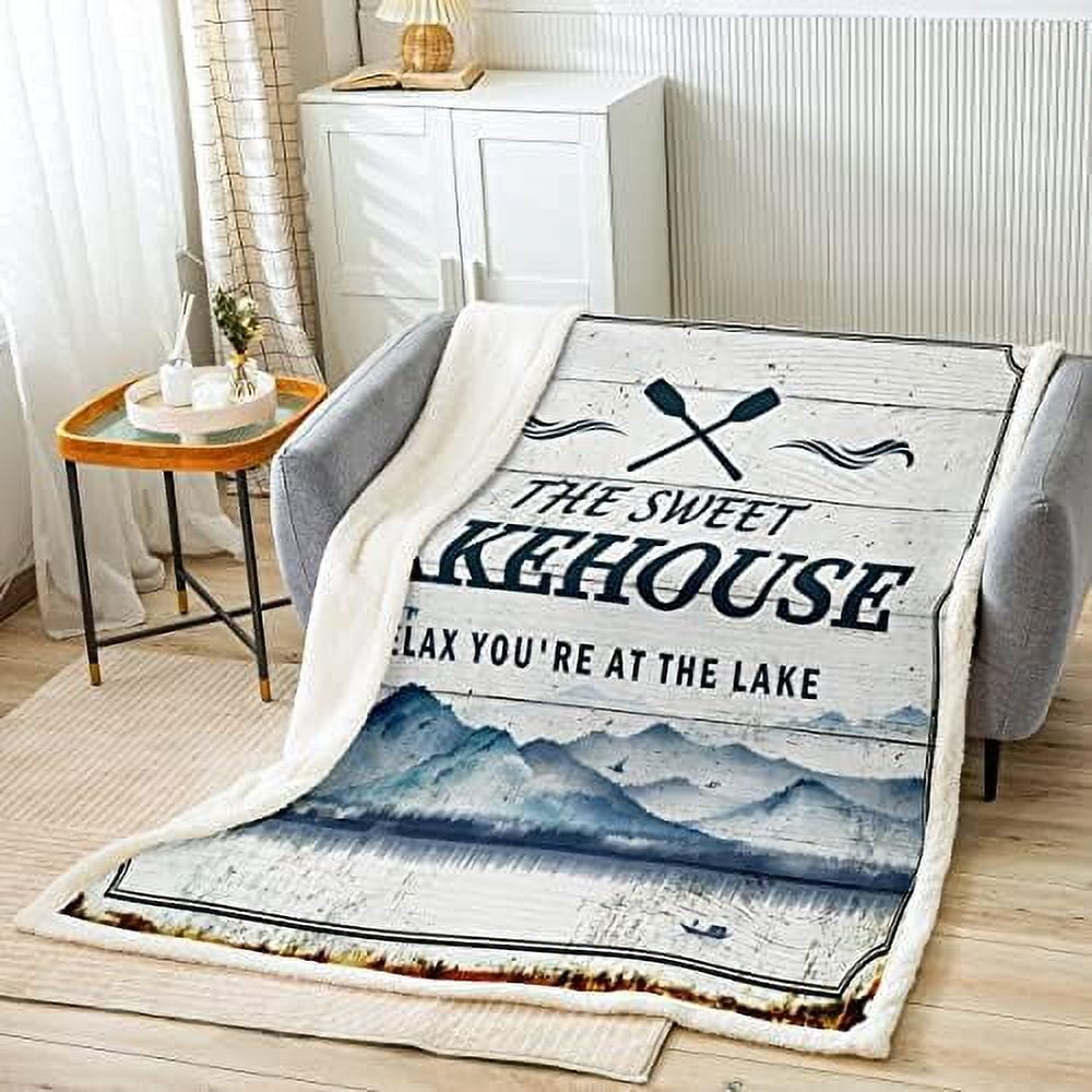 House Fleece Blanket Rustic Farmhouse Style Throw Blanket Cabin Wood