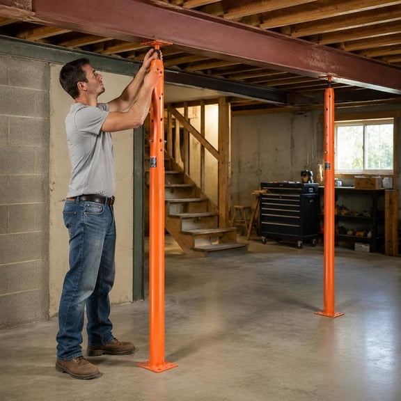House Floor Jack, 56-100 in Height Range, 18000 Lb Max Load, Adjustable Basement Jack Post with Steel Telescoping Support Beam