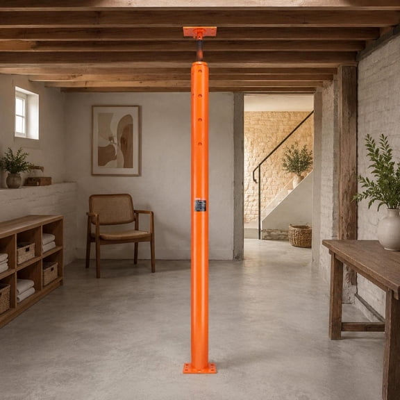 House Floor Jack, Adjustable, 54-150 In Telescoping Support Beam, 11200 Lbs Max Load, Steel Construction