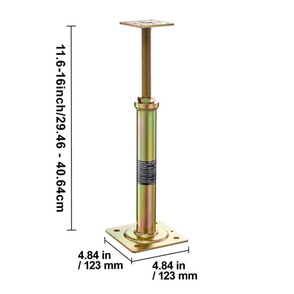 House Floor Jacks,4 Pack,11.6"-16"Height Range,2500 lbs Max Load Capacity Per Unit,Adjustable Support Beam Basement Jack Post for Leveling,Galvanized Telescoping Jack for Temporary Support