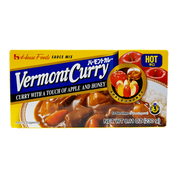 House Foods Vermont Curry, Touch of Apple & Honey, Hot, 230 Gm