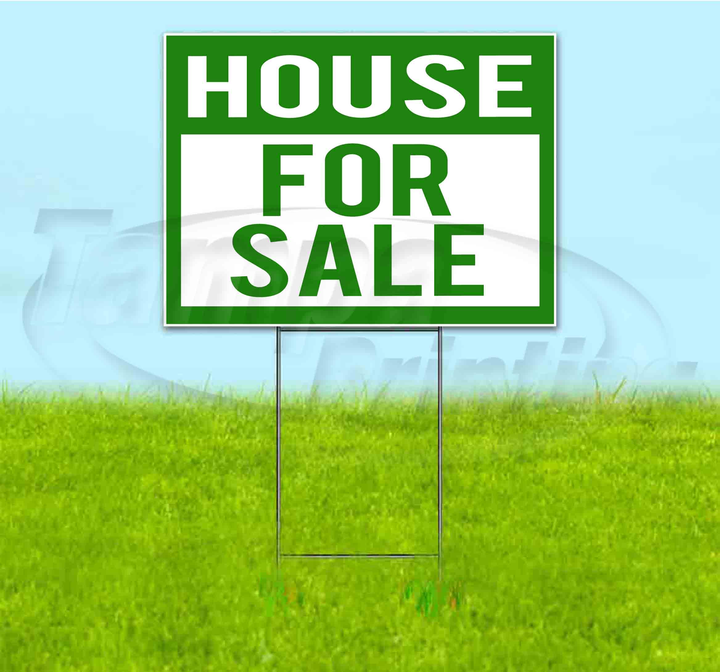 House For Sale (18" x 24") Yard Sign, Includes Metal Step Stake