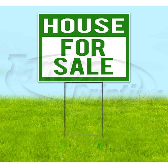 House For Sale (18" x 24") Yard Sign, Includes Metal Step Stake