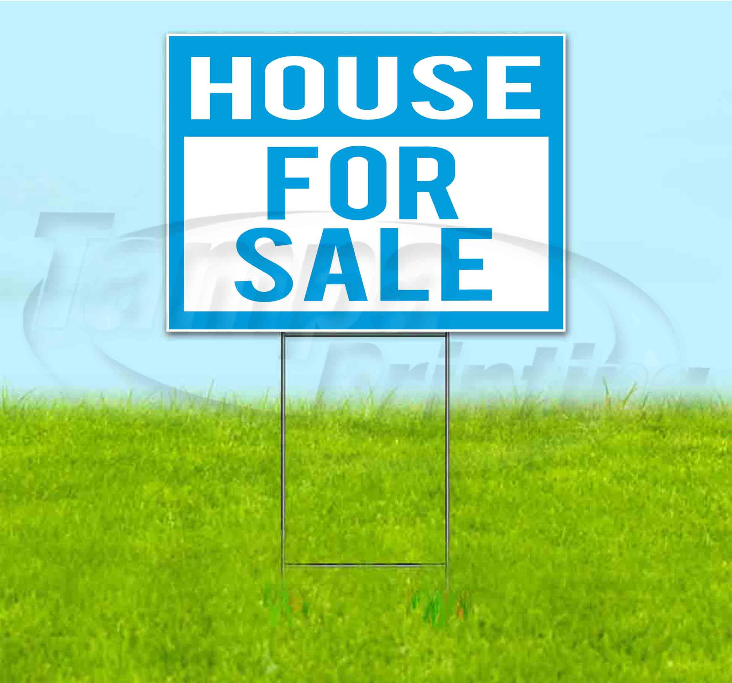 House For Sale (18" x 24") Yard Sign, Includes Metal Step Stake
