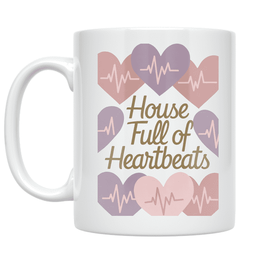 House Full of Heartbeats - Family Love - 11 oz Ceramic Coffee Mug