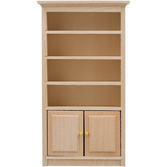 1/12 Scale Dollhouse Miniature Solid Wood Shelf Bookcase Storage Cabinet Furniture Accessory Decoration 6.22x3.42 Inches