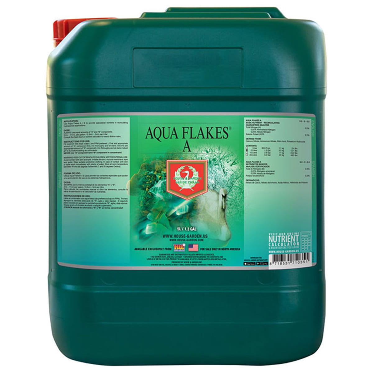 House & Garden HGC749644 Aqua Flakes A Hydroponic Nutrient Fertilizer, 5 L, Natural