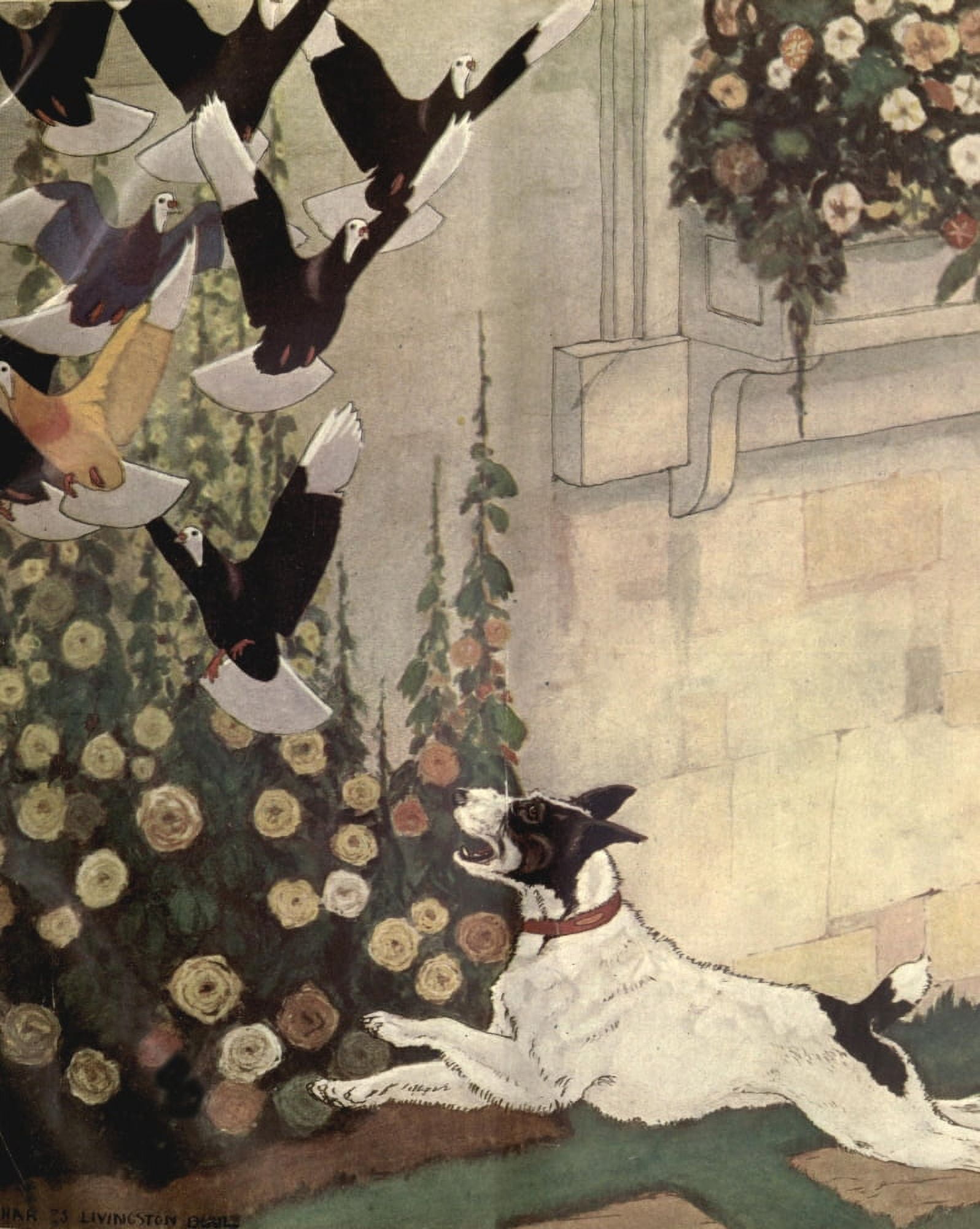 House & Garden magazine 1916 Chasing the birds Canvas Art - Charles Livingston Bull (18 x 24)