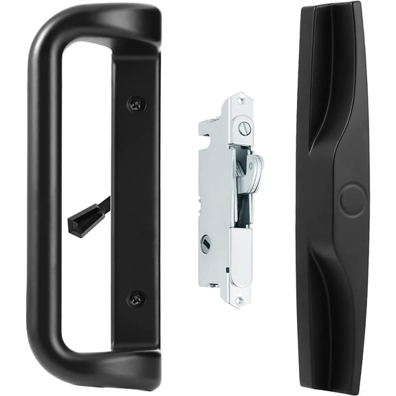 House Guard Black Patio Door Handle Set with Mortise Lock,Suitable for Replacement Sliding Doors Lock 3-15/16Screw Hole Spacing.Choices That Add a Unique to Your Patio Glass Sliding Door.