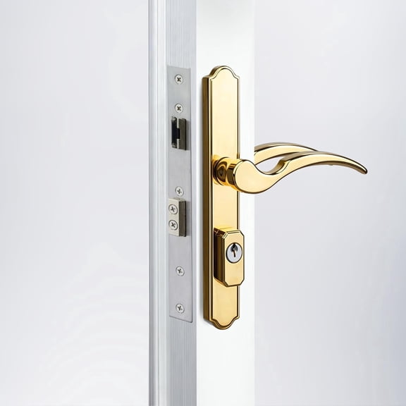 House Guard Brass-Finish Storm Door Handle Set with Lock and Key, 22/26 mm Backset
