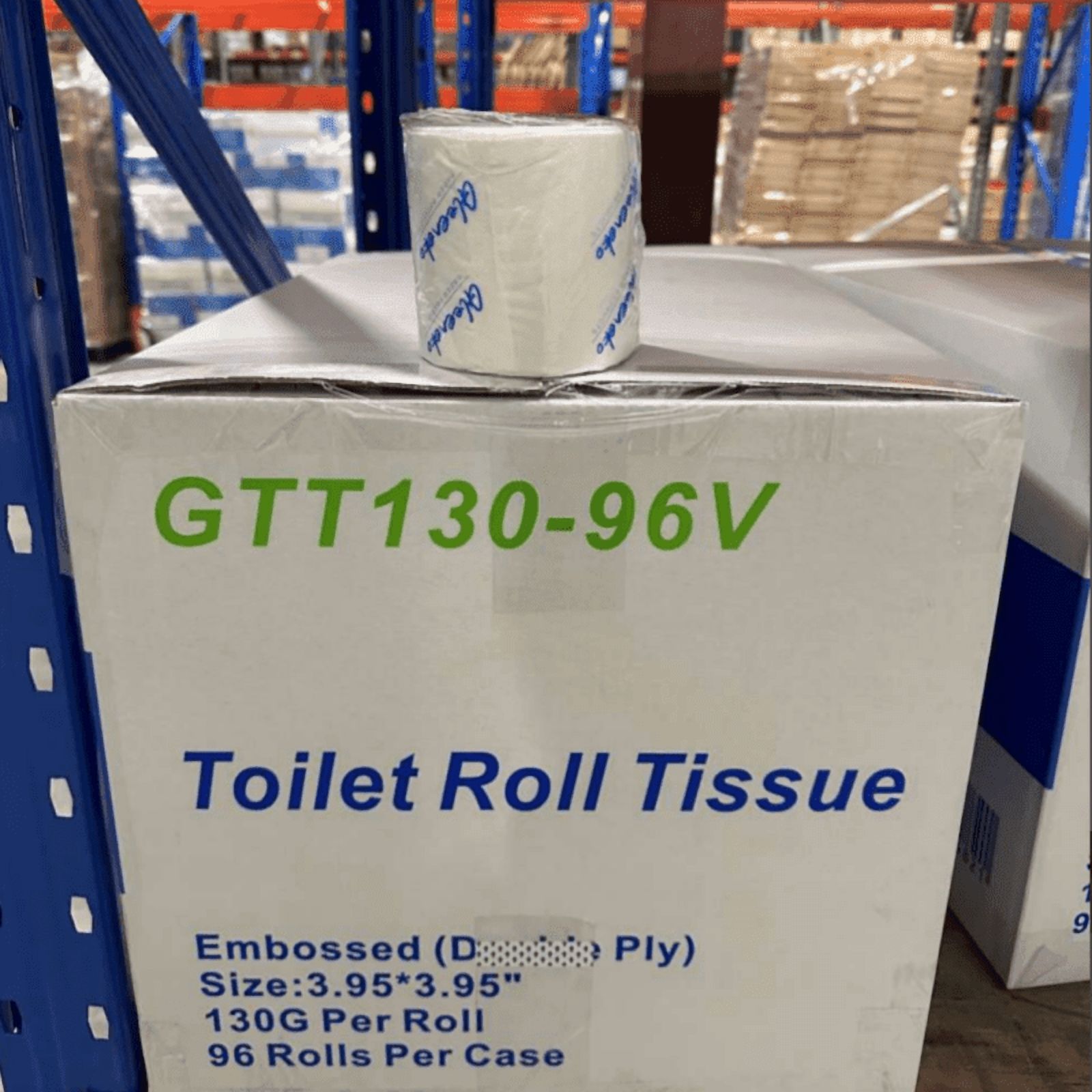 House Hold Toilet  Paper Roll, 130G(Single Roll Weight), 2Ply Embossed, 500 sheet/Roll, 96 Rolls/Case