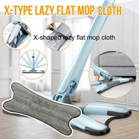 House Hold X-Shaped Lazy Flat Mop Cloth, Microfiber Reusable Washable Mop Cloth Replacement Head For X-Shaped Mops, 37X15Cm
