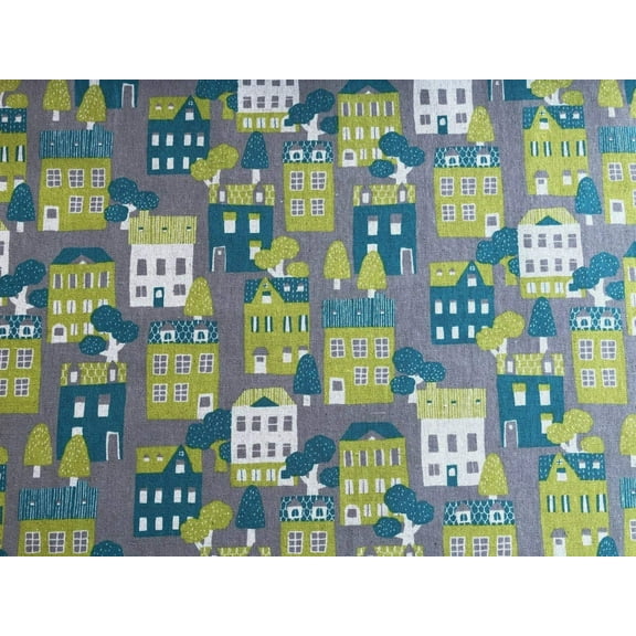 House Sevenberry Sewing Fabric - Robert Kaufman - Cotton Flax Material - Gray  -1/2 Y, 43"