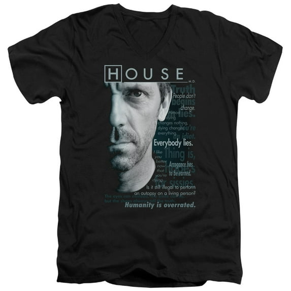 House Houseisms Adult V-Neck T-Shirt Black