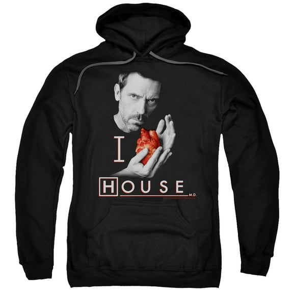 House I Heart House Adult Pullover Hoodie Sweatshirt Black
