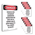 thumbnail image 1 of House Is Fed By Backup Generator OSHA Danger Rigid Plastic Sign 18 Inch x 12 Inch - 10 Pack, 1 of 8
