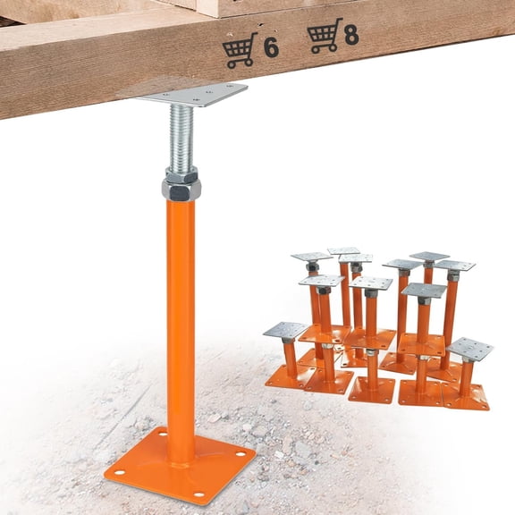 House Jacks for Leveling, Floor Jacks Screw 8 count Adjustable 11" - 16" Height Range, Foundation Jacks Pole Joist Support, Crawl Space Max Load Capacity 4 ton 8 Pack, Joist Lifting