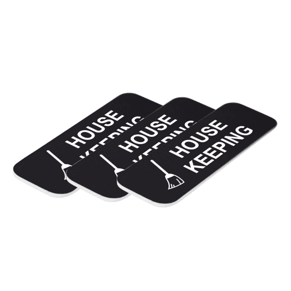 House Keeping 1 x 3" Name Tag/Badge, Black, (3 Pack)