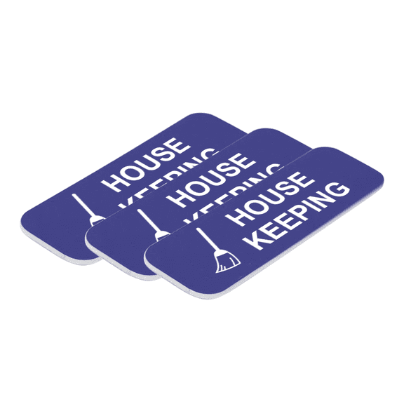House Keeping 1 x 3" Name Tag/Badge, Blue, (3 Pack)