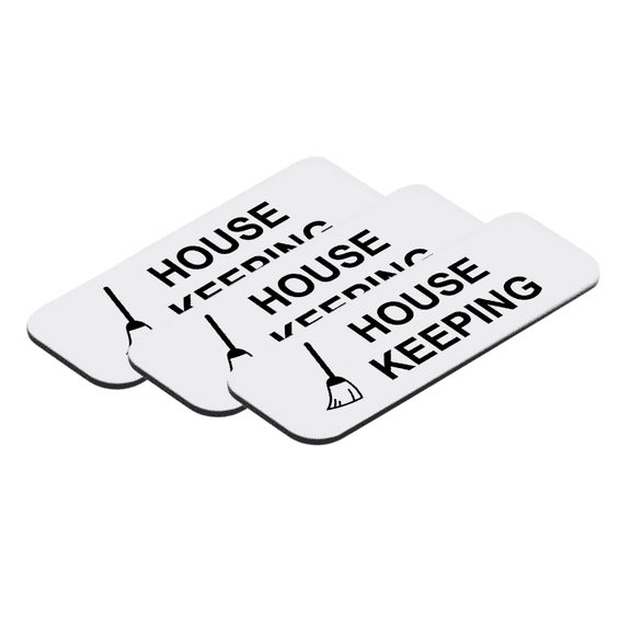 House Keeping 1 x 3" Name Tag/Badge, White, (3 Pack)