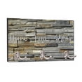 thumbnail image 1 of House + Love = Home - Stone Print - 8" by 16" Mountable Coat Hanger Rack Household Decoration with Three Double Silver Hooks, 1 of 2