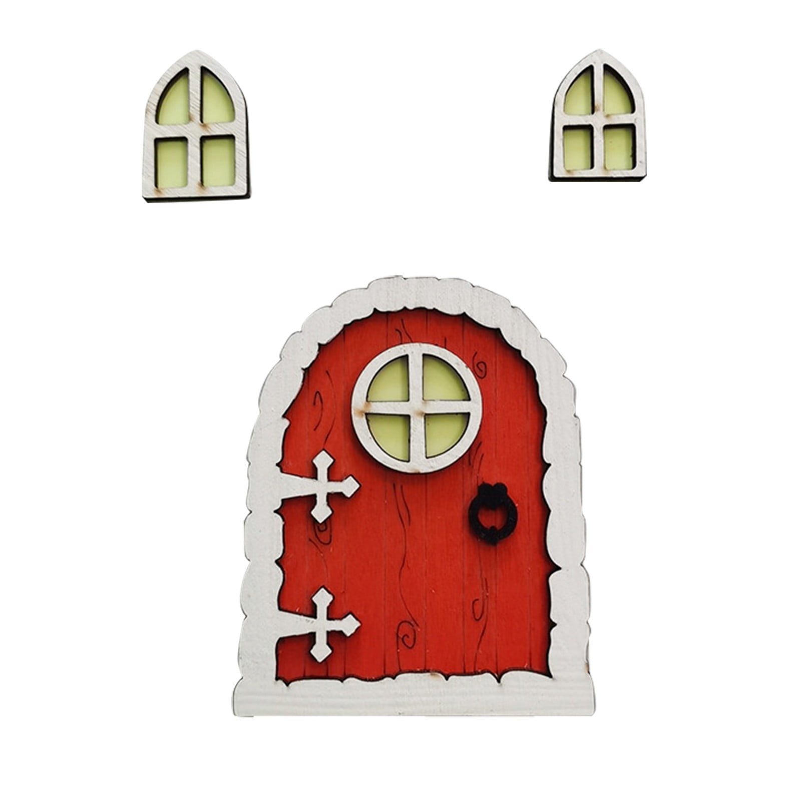 House Miniature Home Windows and Door Mini Door Window Tree Decoration