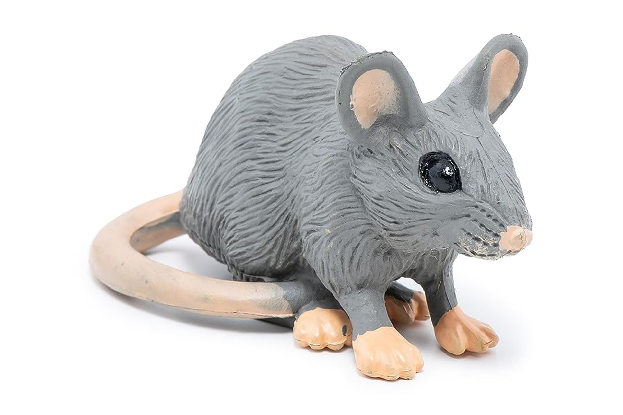 Hand-Painted Gray Mouse Figurine Toy for Kids
