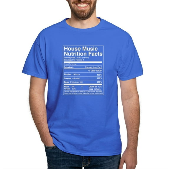 CafePress - House Music Nutrition Facts Black T Shirt - Men's Classic Graphic Cotton T-Shirt