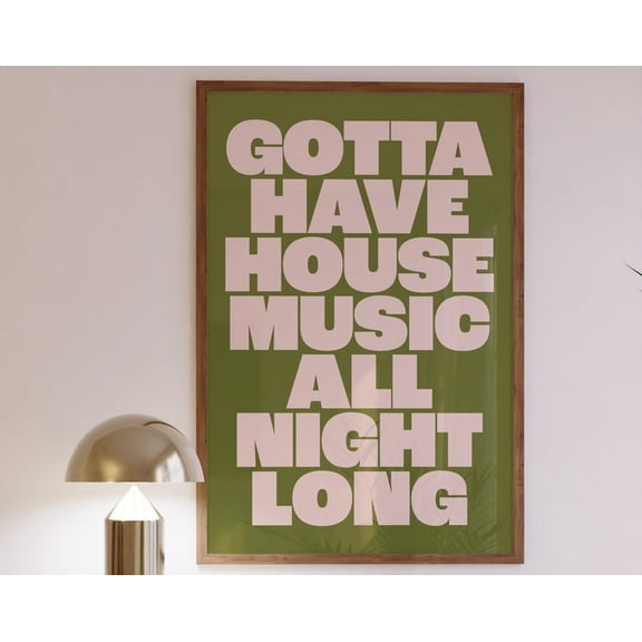 House Music Typographic Wall Art Print, Unframed Paper Poster 8x10in